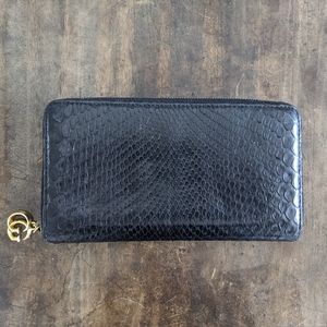 Gucci Black Python Zip Around Wallet